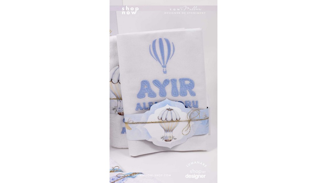 Trusou botez cu ursuleti albastri si baloane de aer cald Teddy Bear Bleu Hot Air Balloons 6